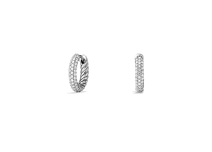 Rhodium Plated Twisted CZ Studded Huggies Earring